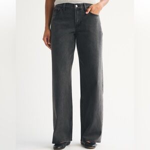 Abercrombie & Fitch Charcoal Ultra Loose Low Rise Jeans Curve Love Size 37